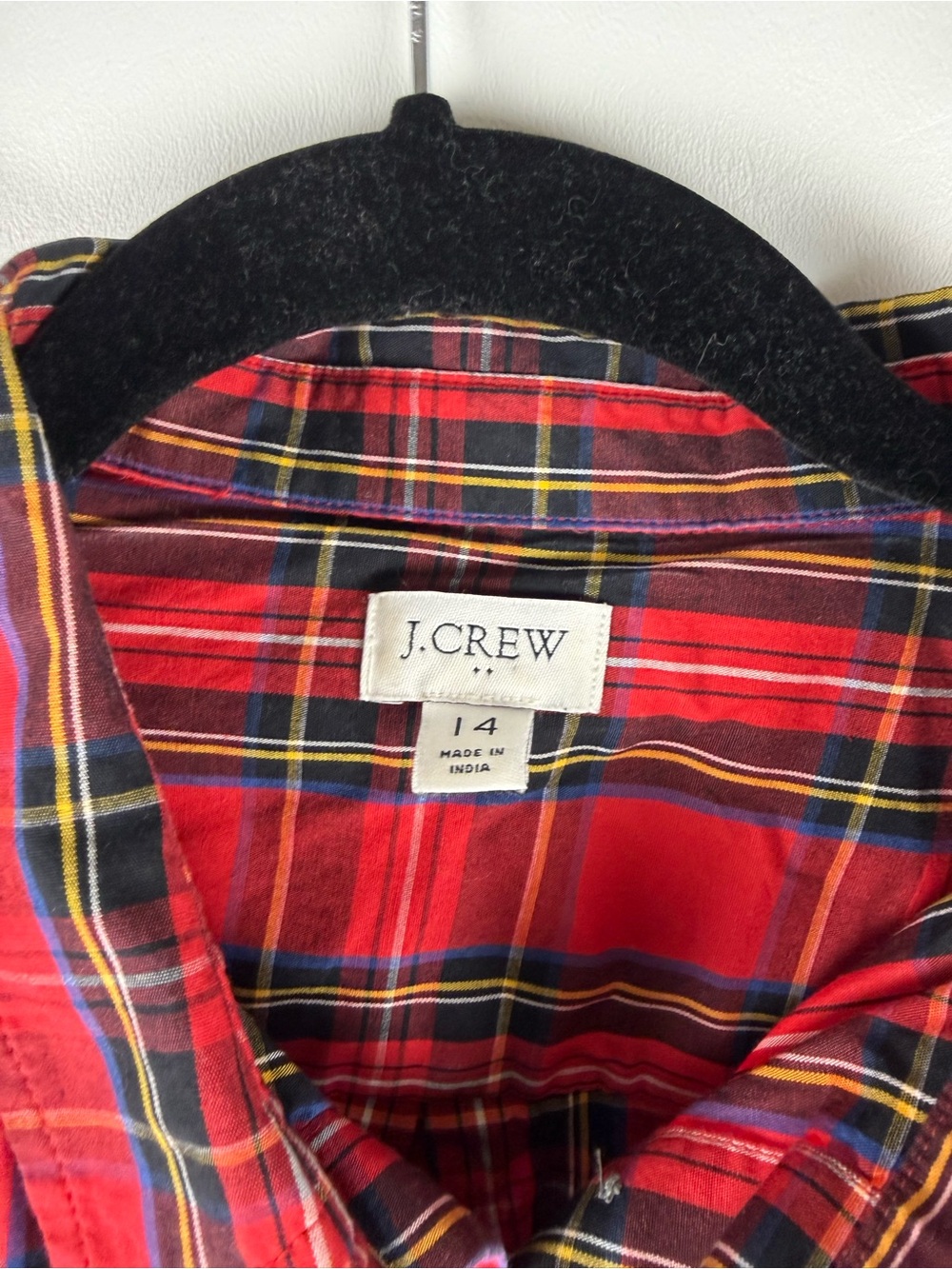 J. Crew Plaid Button-Front Tie-Waist Shirtdress - Size 14 - Picture 3 of 6